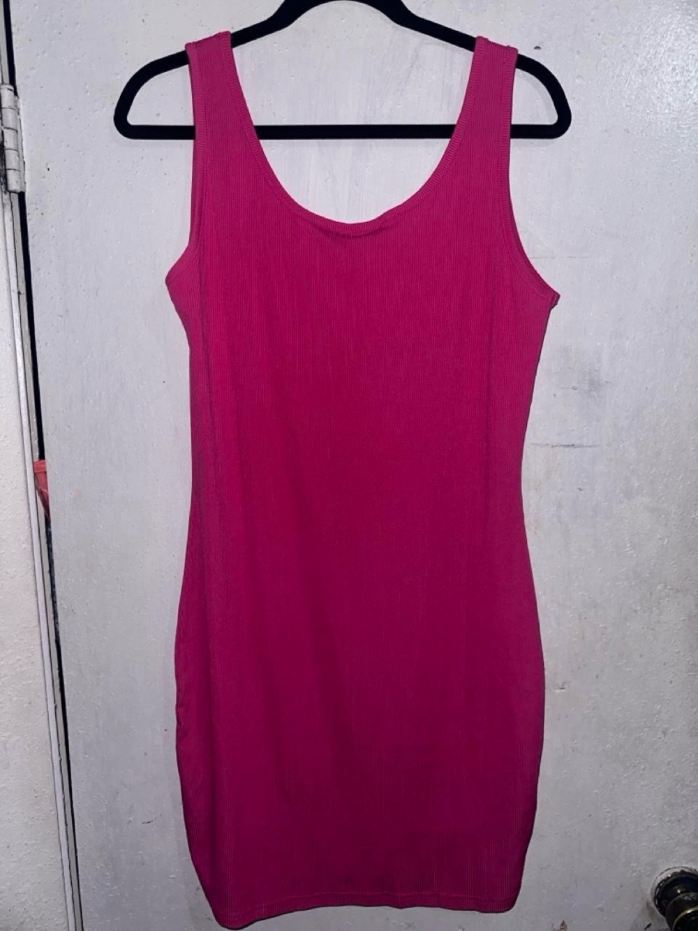 Women’s Fitted Tank Dress - Hot Pink - Picture 4 of 4